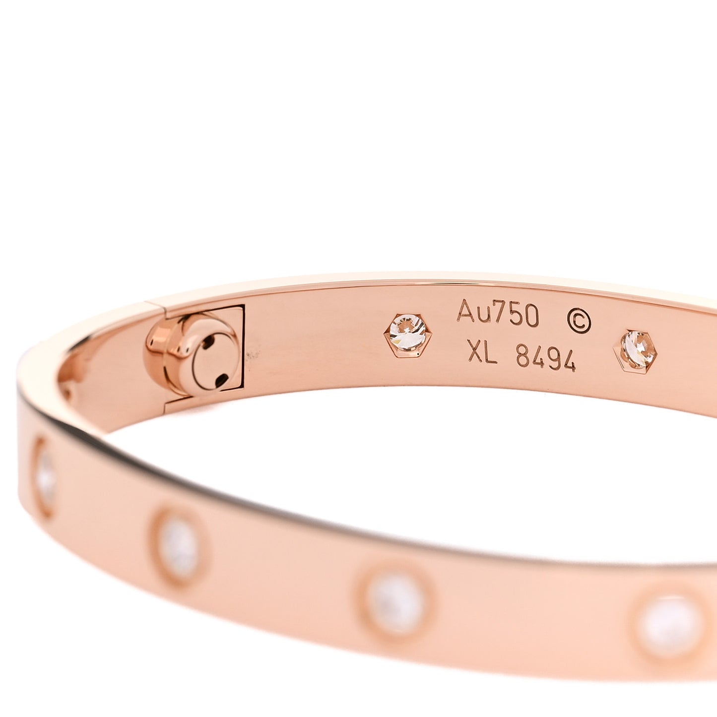 18K Pink Gold 10 Diamond LOVE Bracelet 16