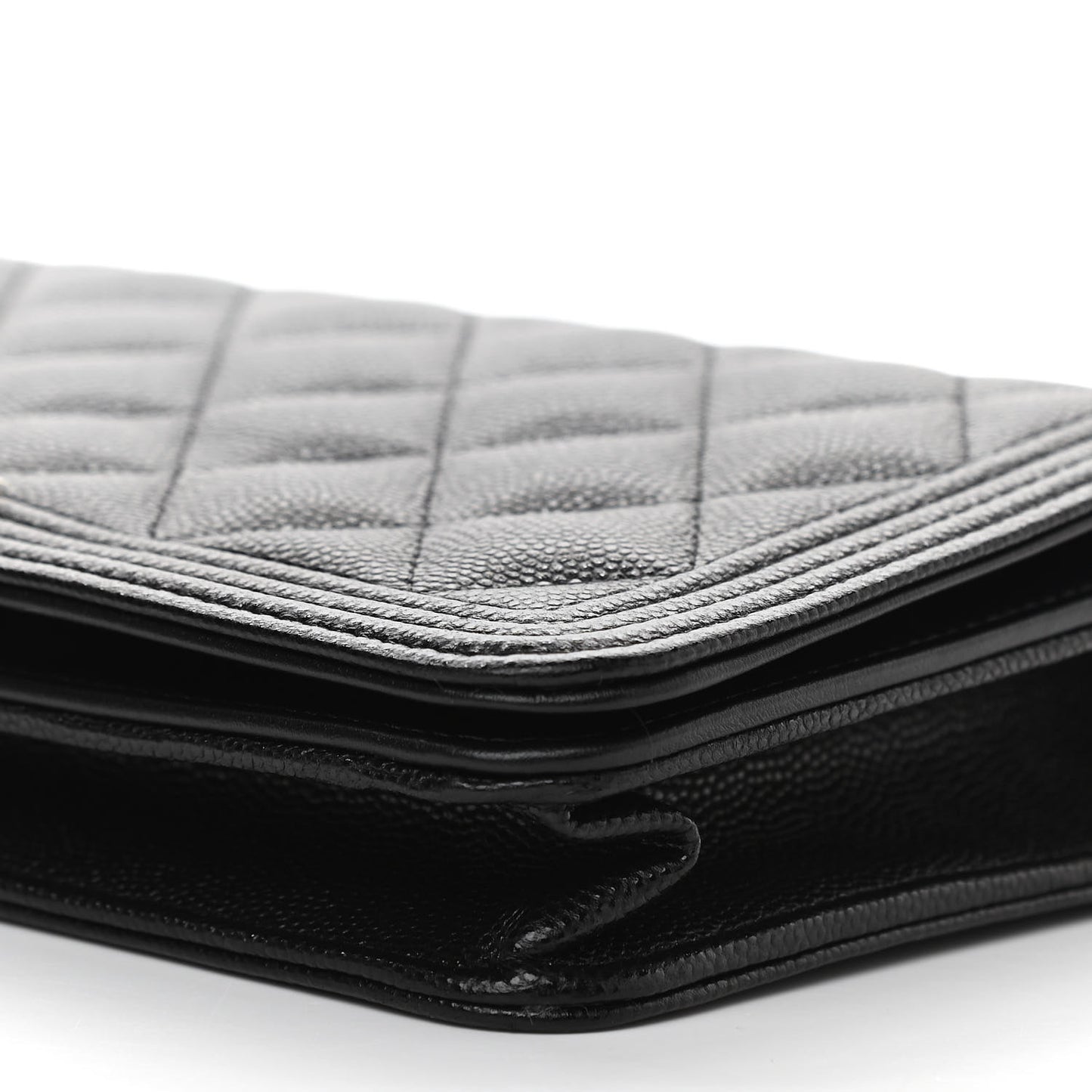 Caviar Quilted Boy Wallet On Chain WOC Black