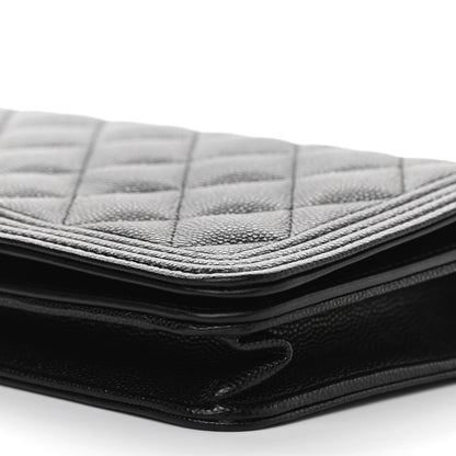 Chanel Caviar Quilted Boy Wallet On Chain WOC Black 11 of 12