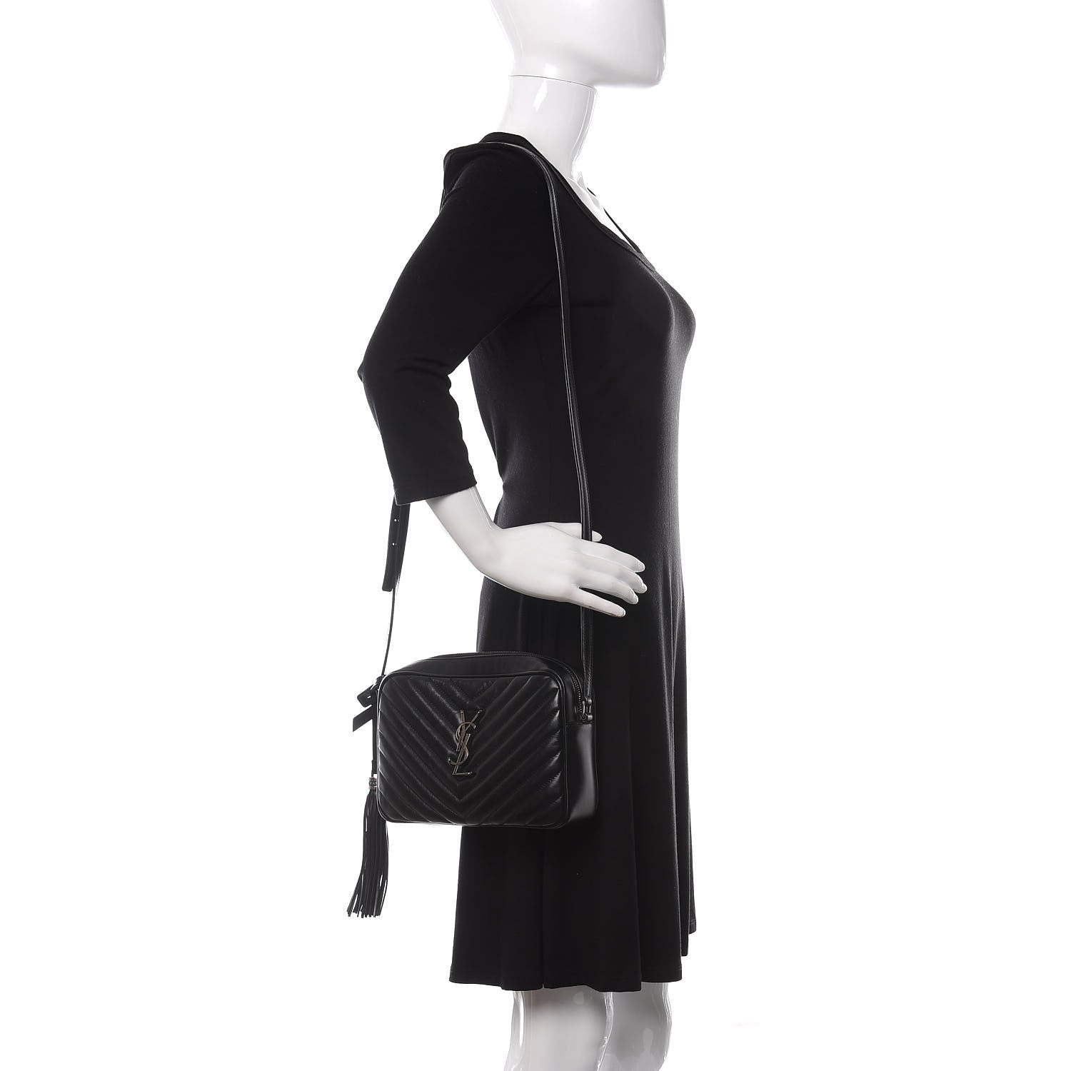 Saint Laurent Calfskin Matelasse Monogram Lou Camera Bag Black 2 of 9