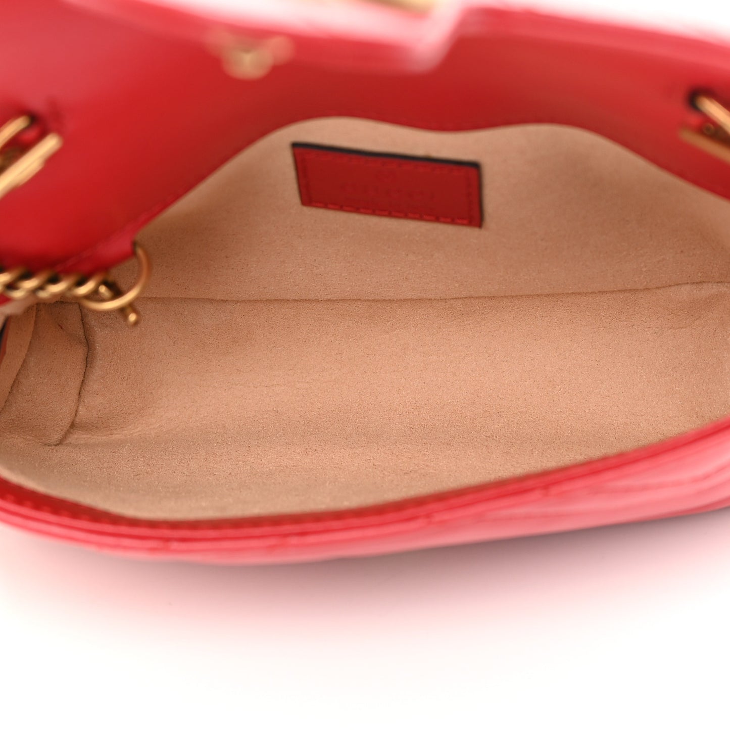 Calfskin Matelasse Super Mini GG Marmont Shoulder Bag Hibiscus Red