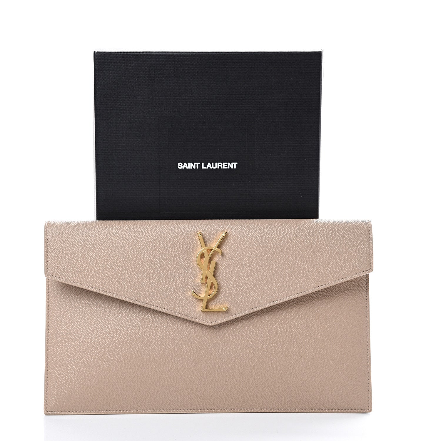 Saint Laurent Grain De Poudre Uptown Pouch Dark Beige 7 of 7