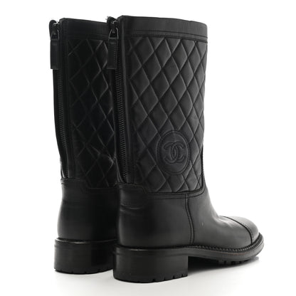 Chanel Calfskin Quilted Boots 37 Black 4 of 12