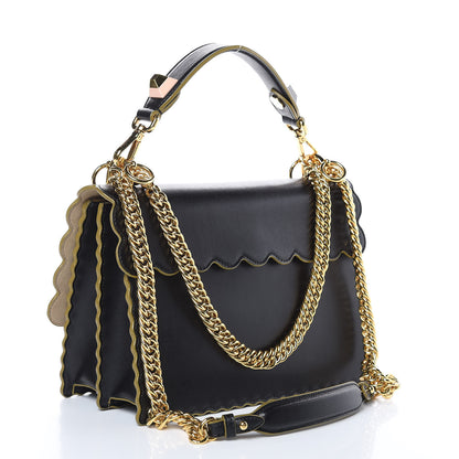 Fendi Vitello Liberty Scalloped Studded Kan I Shoulder Bag Black 3 of 10
