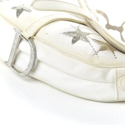 Christian Dior Satin Beaded Star Embroidered Hollywood Saddle White Multicolor 7 of 13