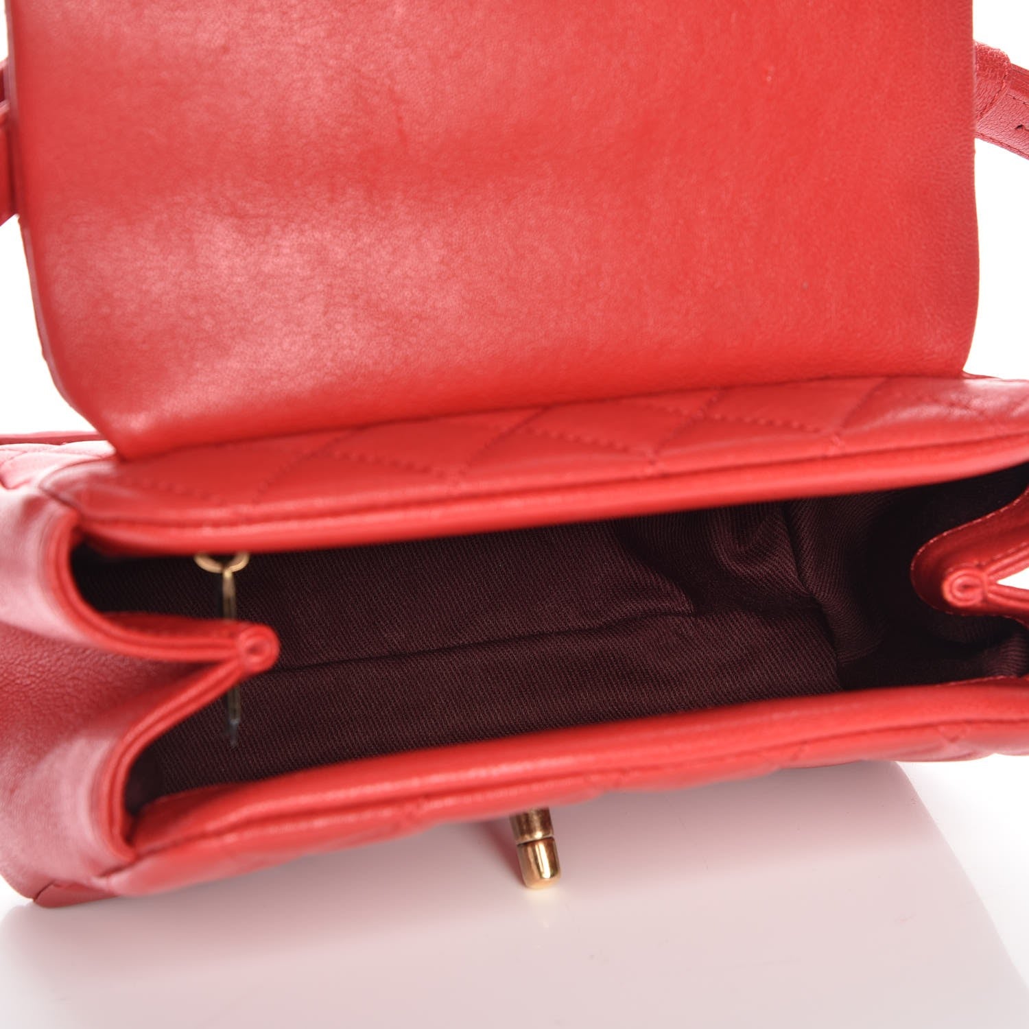 Chanel Shiny Sheepskin Quilted Mini Trapezio Flap Red 5 of 8