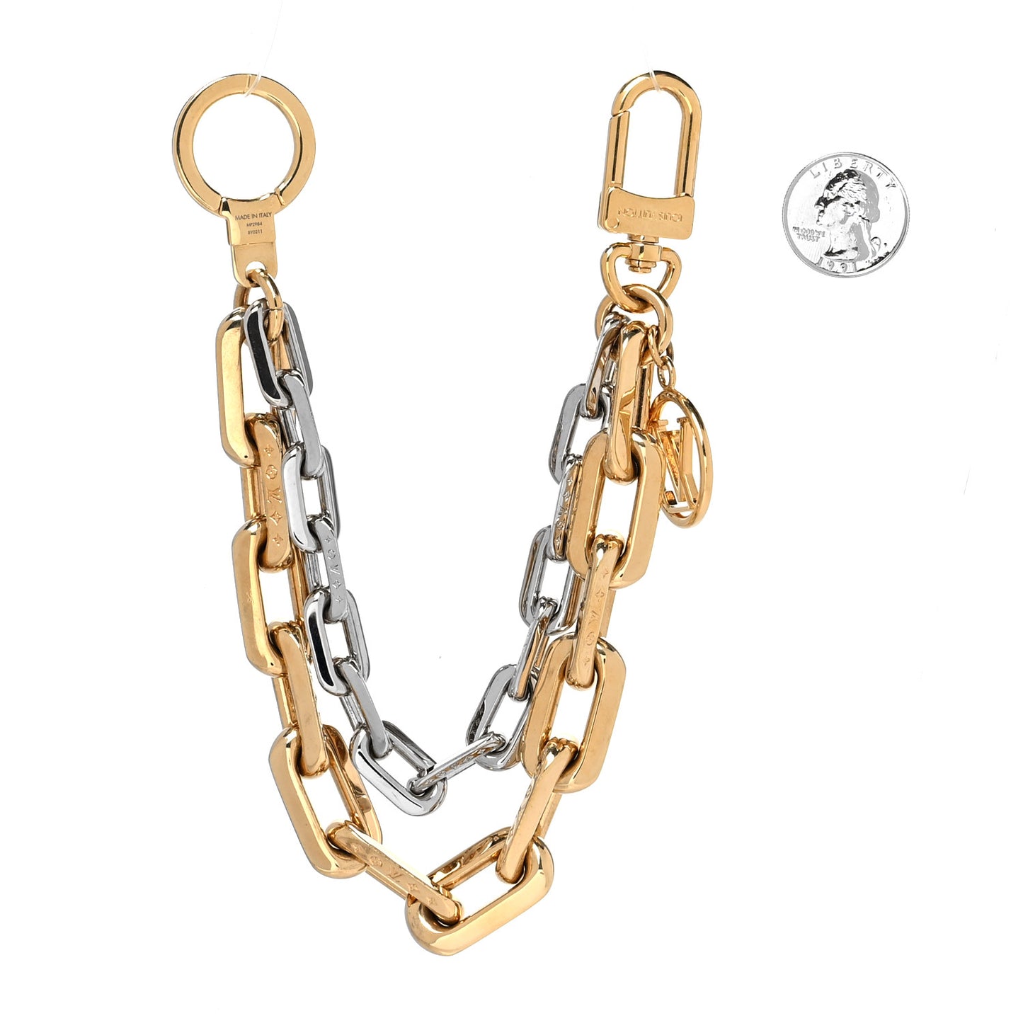 Metal LV Edge Chain Bag Charm Silver Gold