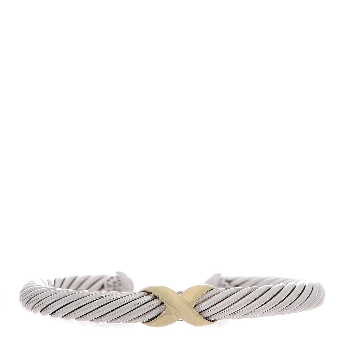 Sterling Silver 14K Yellow Gold 7mm X Station Cable Bracelet