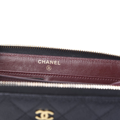 Chanel Caviar Quilted Large Gusset Zip Around Wallet Black 5 of 9