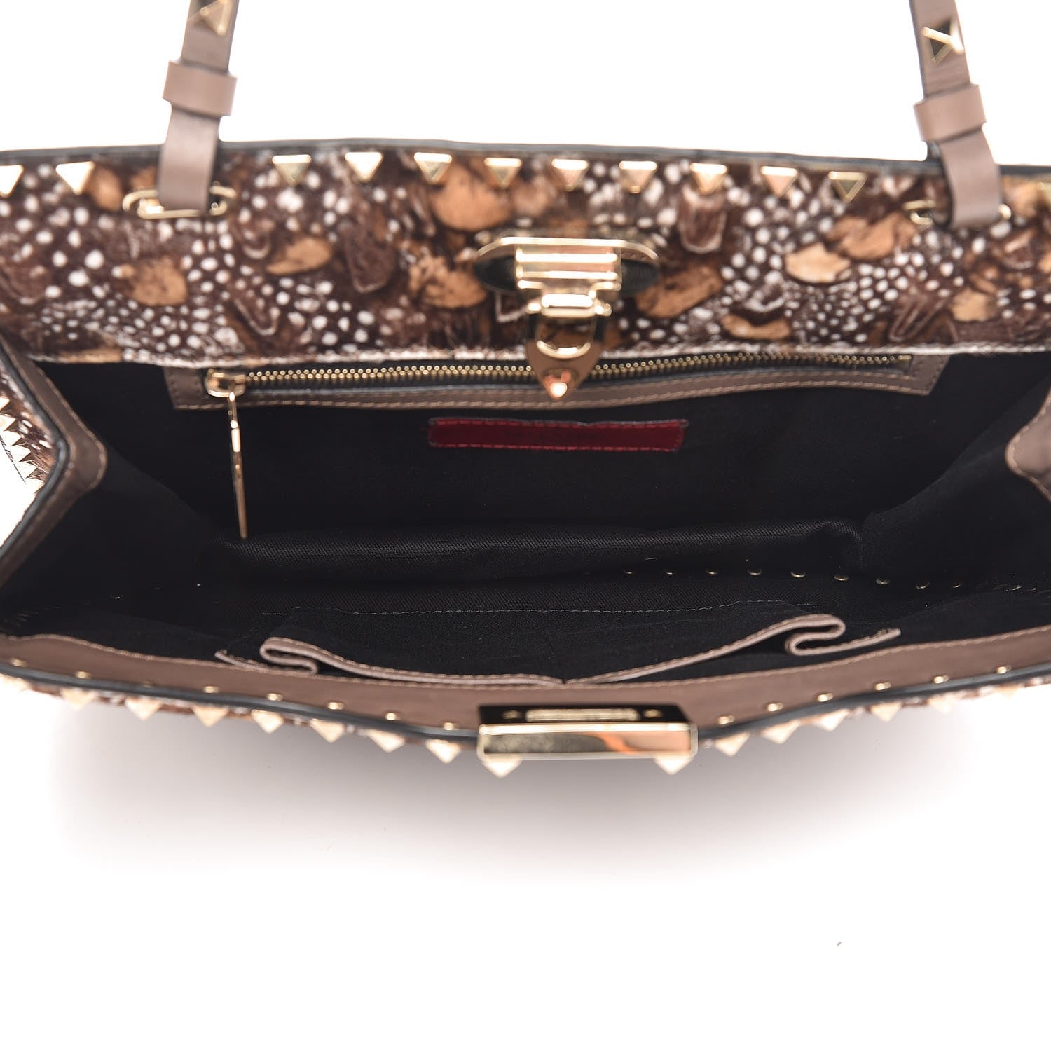 Valentino Garavani Calf Hair Feather Rockstud Shoulder Satchel 5 of 6