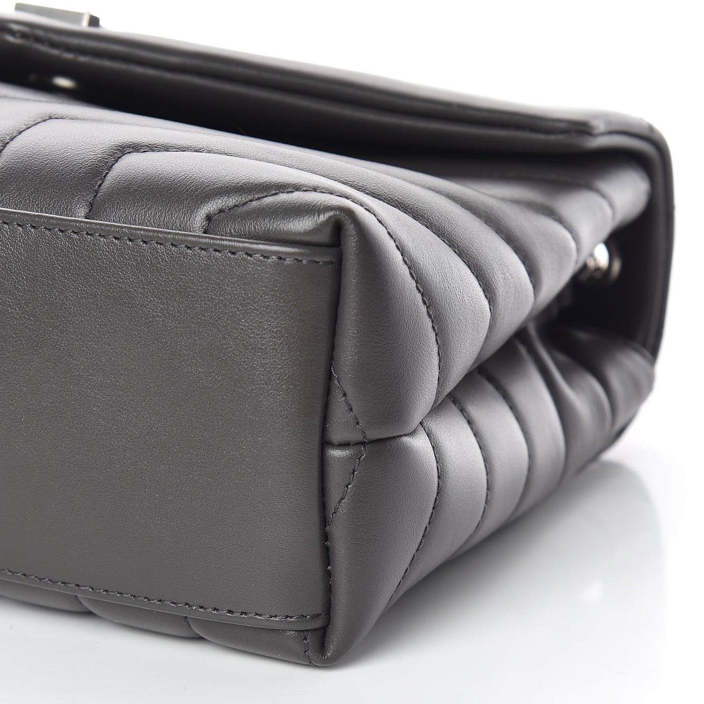 Calfskin Y Quilted Monogram Small Loulou Chain Satchel Asphalt