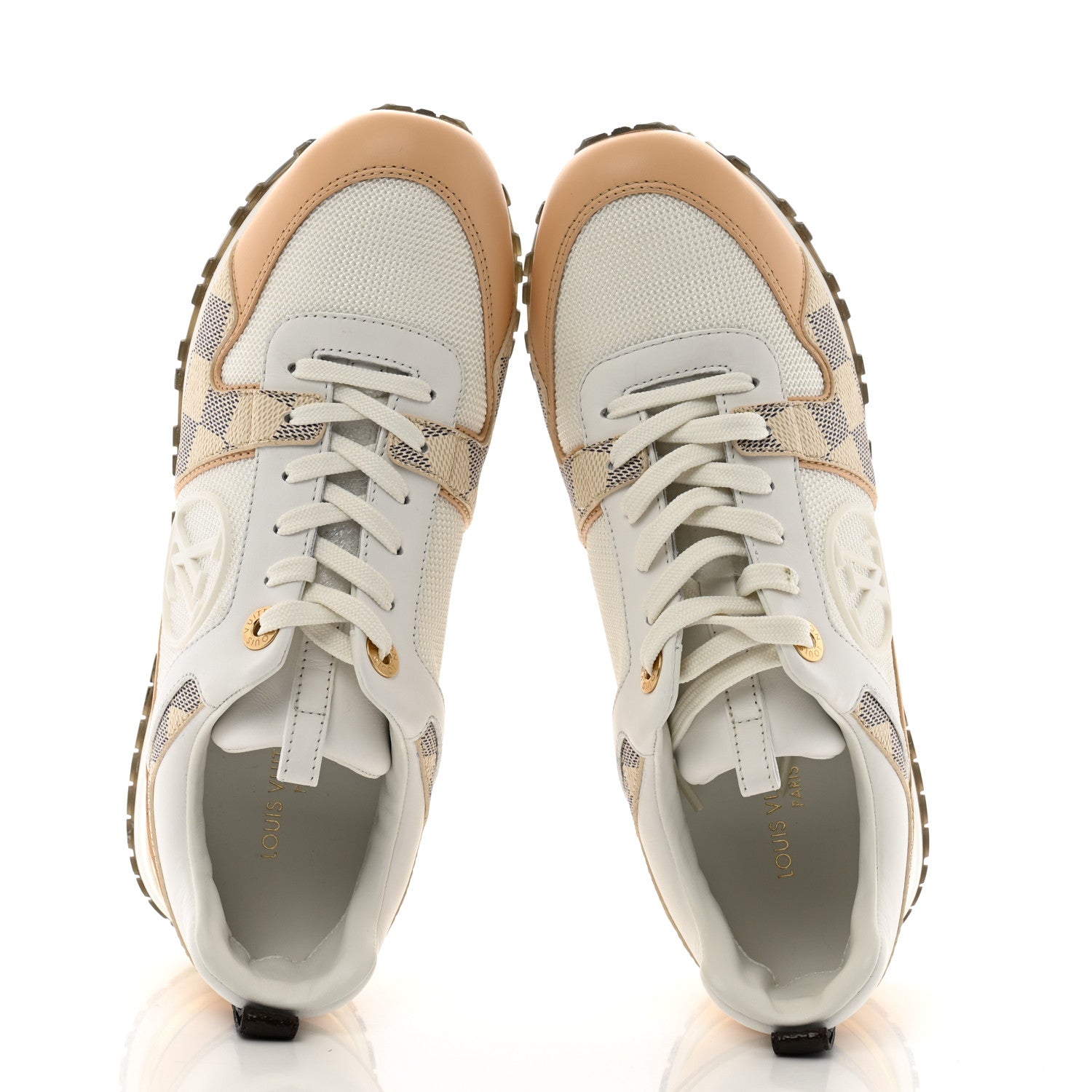 Louis Vuitton Calfskin Damier Azur Run Away Sneakers 36 White 5 of 9