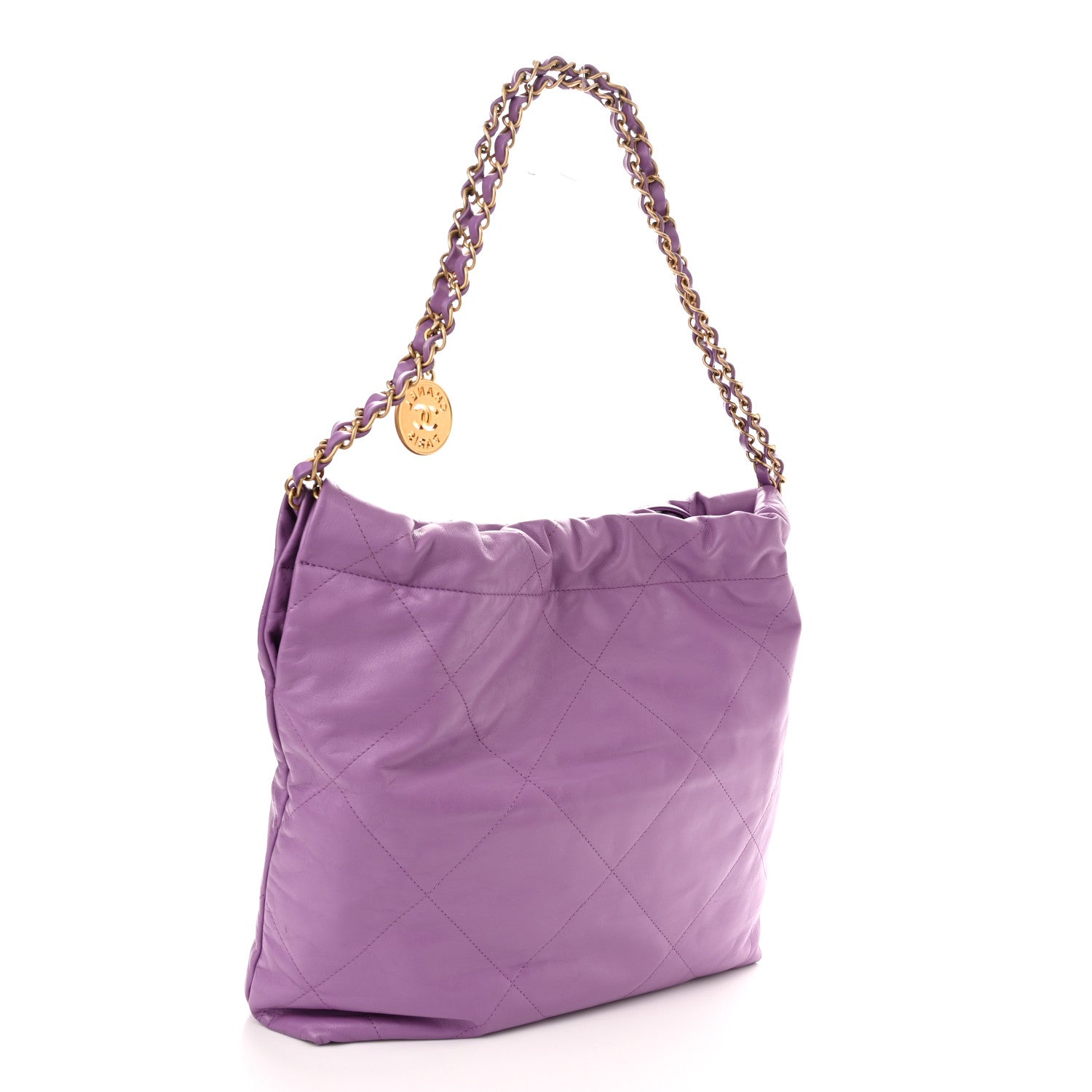 Chanel Shiny Calfskin Quilted Small Chanel 22 Purple 4 of 11