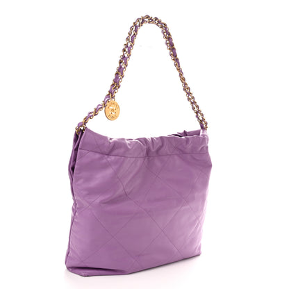 Chanel Shiny Calfskin Quilted Small Chanel 22 Purple 4 of 11
