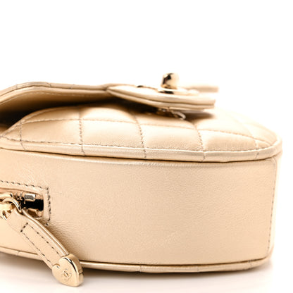 Chanel Metallic Lambskin Quilted CC In Love Heart Clutch With Chain Gold 9 of 10