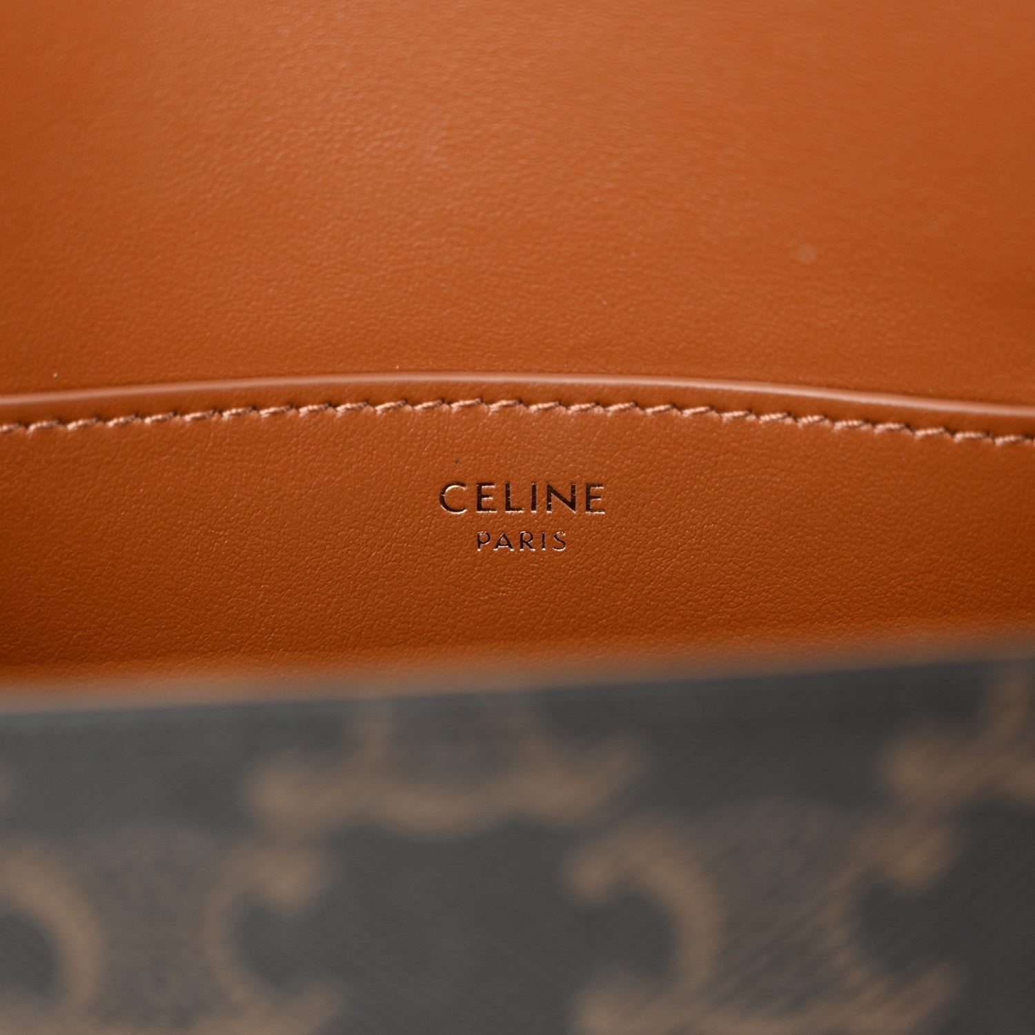 Celine Triomphe Canvas Calfskin Tabou Clutch on Strap Tan 6 of 10