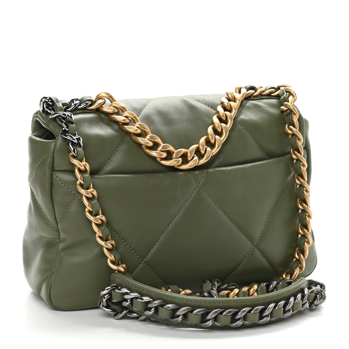 Lambskin Quilted Medium Chanel 19 Flap Green