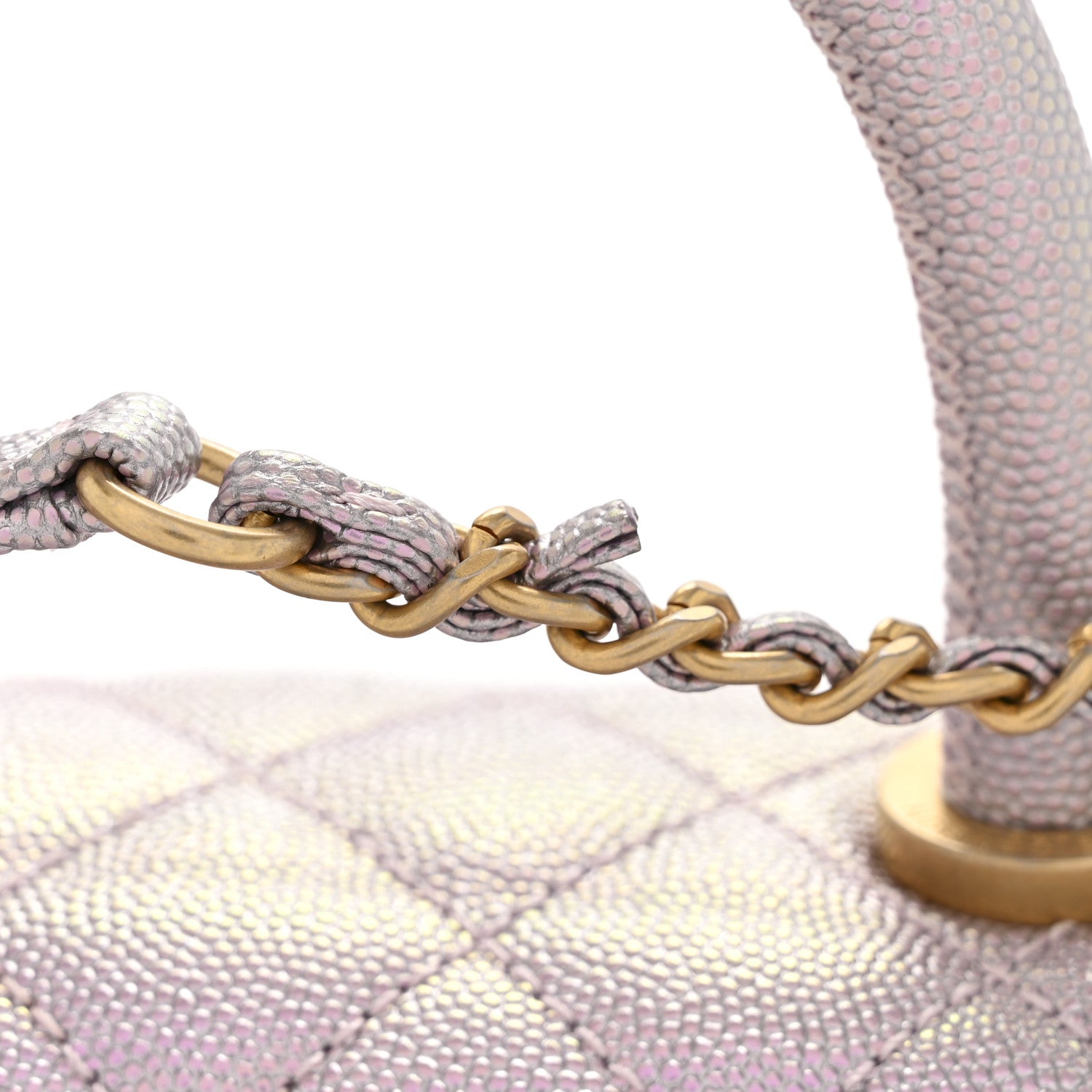 Chanel Metallic Caviar Quilted Mini Coco Handle Flap Light Pink 13 of 13