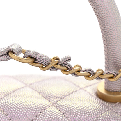 Chanel Metallic Caviar Quilted Mini Coco Handle Flap Light Pink 13 of 13