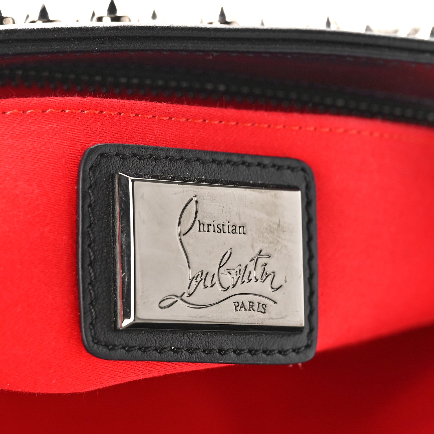 Christian Louboutin Calfskin Studded Loubiposh Clutch Black 6 of 8