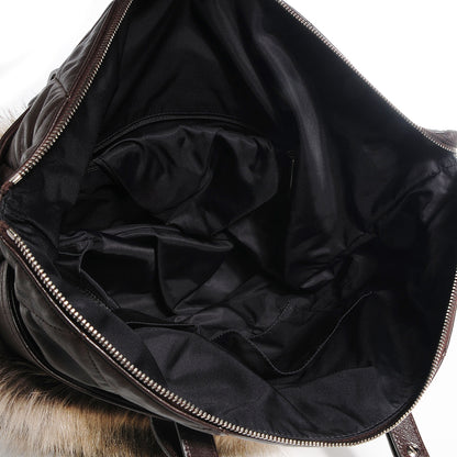 Chanel Quilted Lambskin Fantasy Fur Shopper Tote Brown 5 of 7