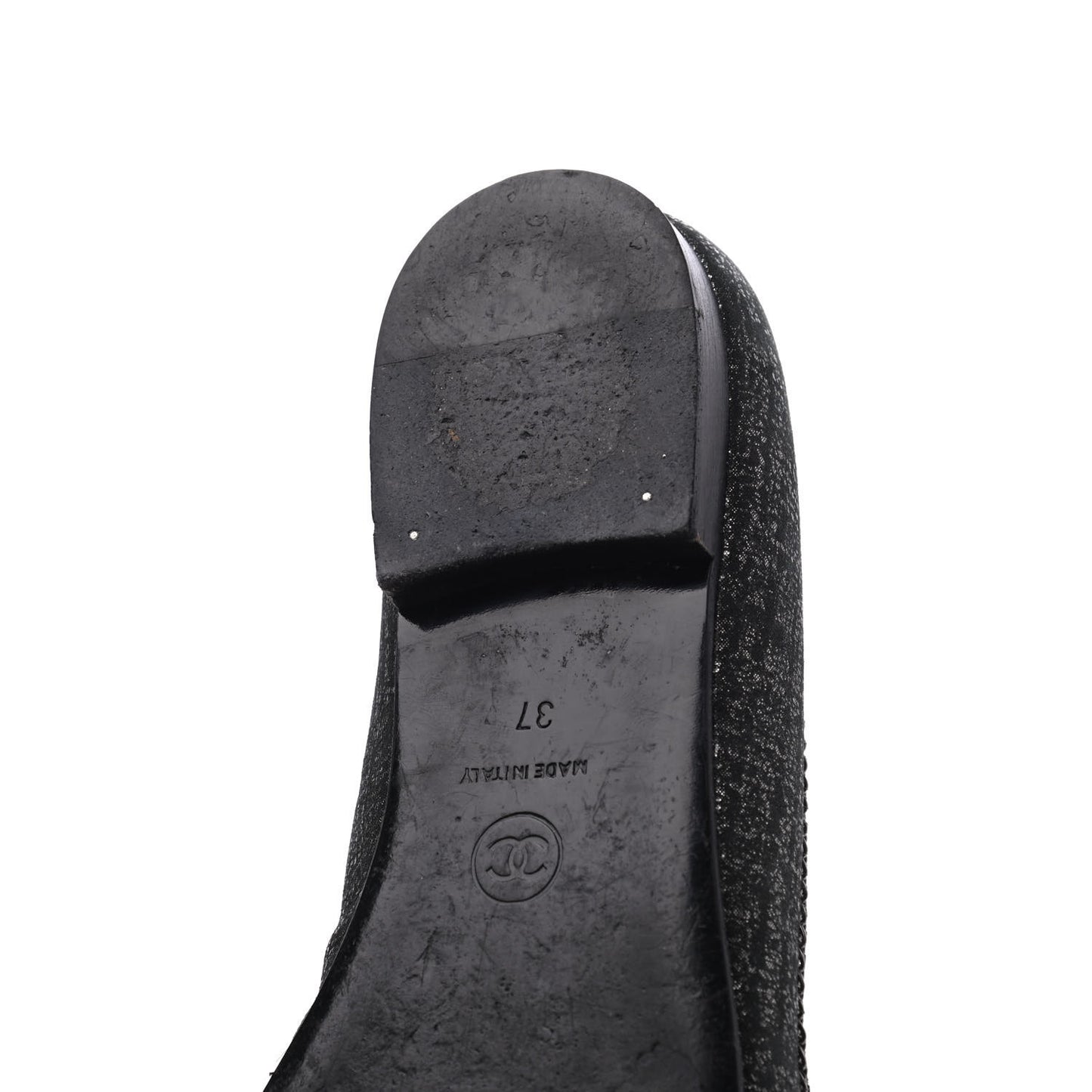 Tweed Patent Cap Toe Ballerina Flats 37 Black