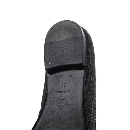 Chanel Tweed Patent Cap Toe Ballerina Flats 37 Black 11 of 23