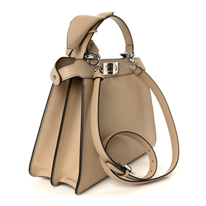 Fendi Shiny Calfskin Flower Medium Peekaboo I SEE U Satchel Beige Amido 3 of 11