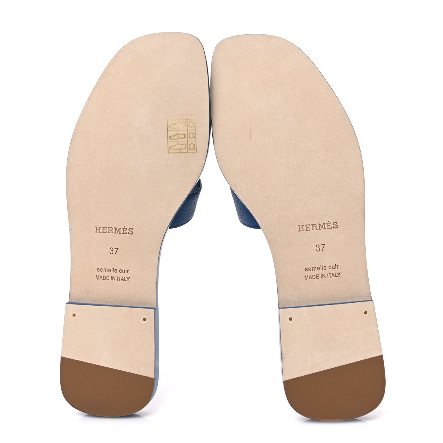 Hermes Epsom Oran Sandals 37 Bleu Bleuet 5 of 8