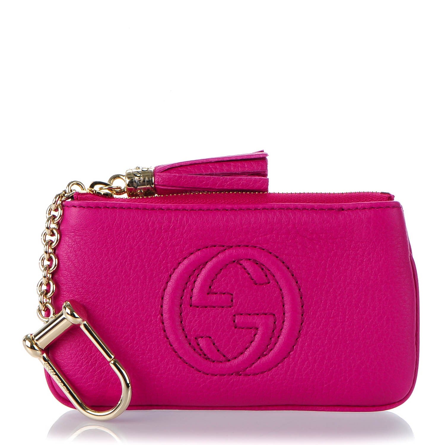 Gucci Pebbled Calfskin Soho Key Case Bright Bougainvillea 1 of 7