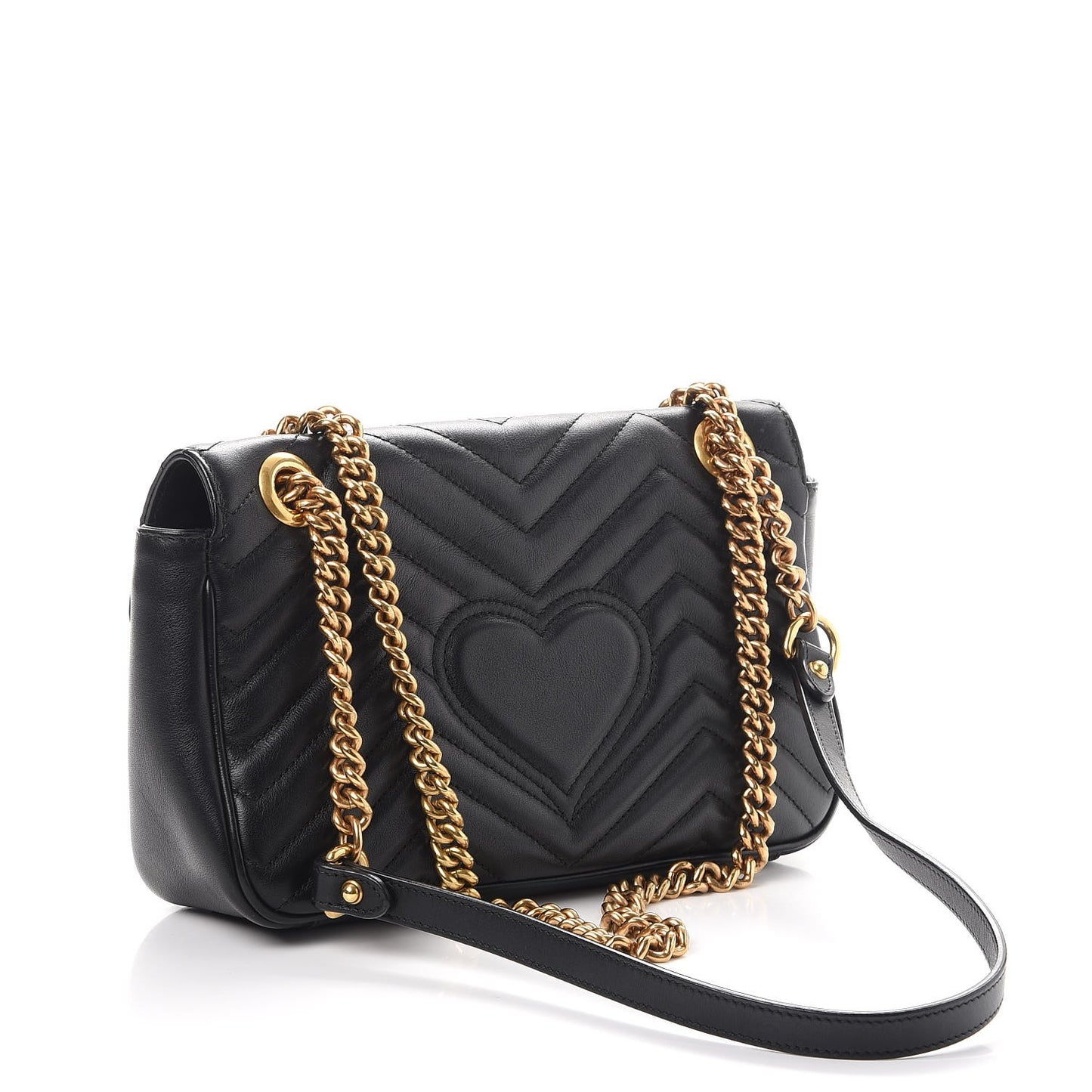 Calfskin Matelasse Small GG Marmont Shoulder Bag Black