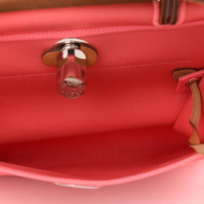 Hermes Vache Hunter Toile Herbag Zip 31 PM Rose Azalee Natural 6 of 10