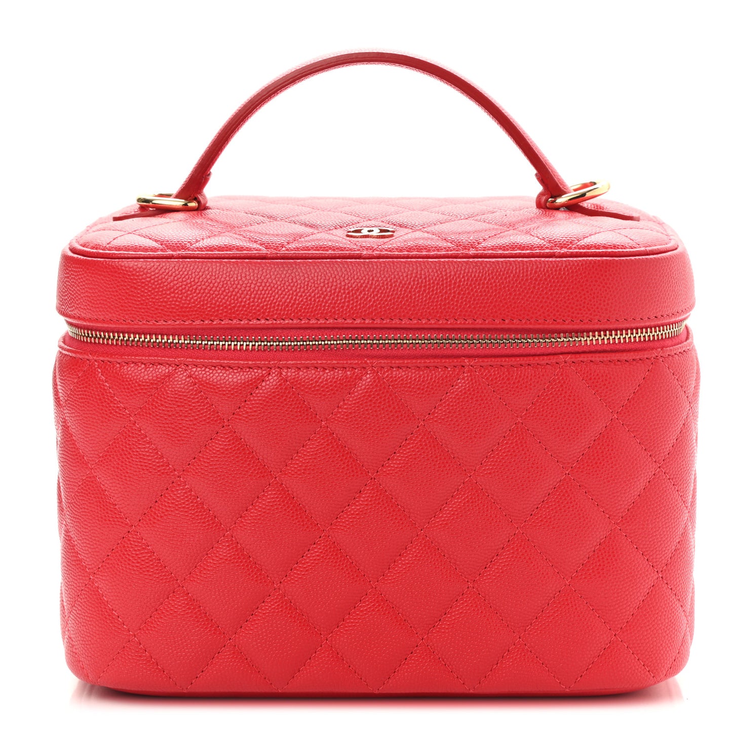 Caviar Quilted Large Vanity Pouch Red
