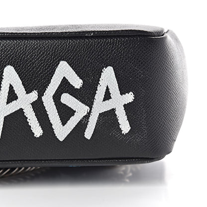 Balenciaga Grained Calfskin Graffiti M BB Round Shoulder Bag Black Multicolor 21 of 22