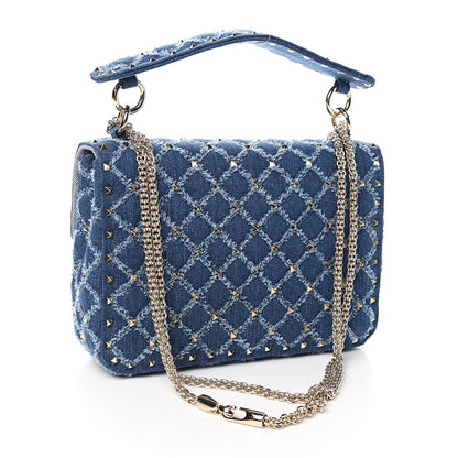 Valentino Garavani Denim Medium Rockstud Spike Shoulder Bag Denim 3 of 9