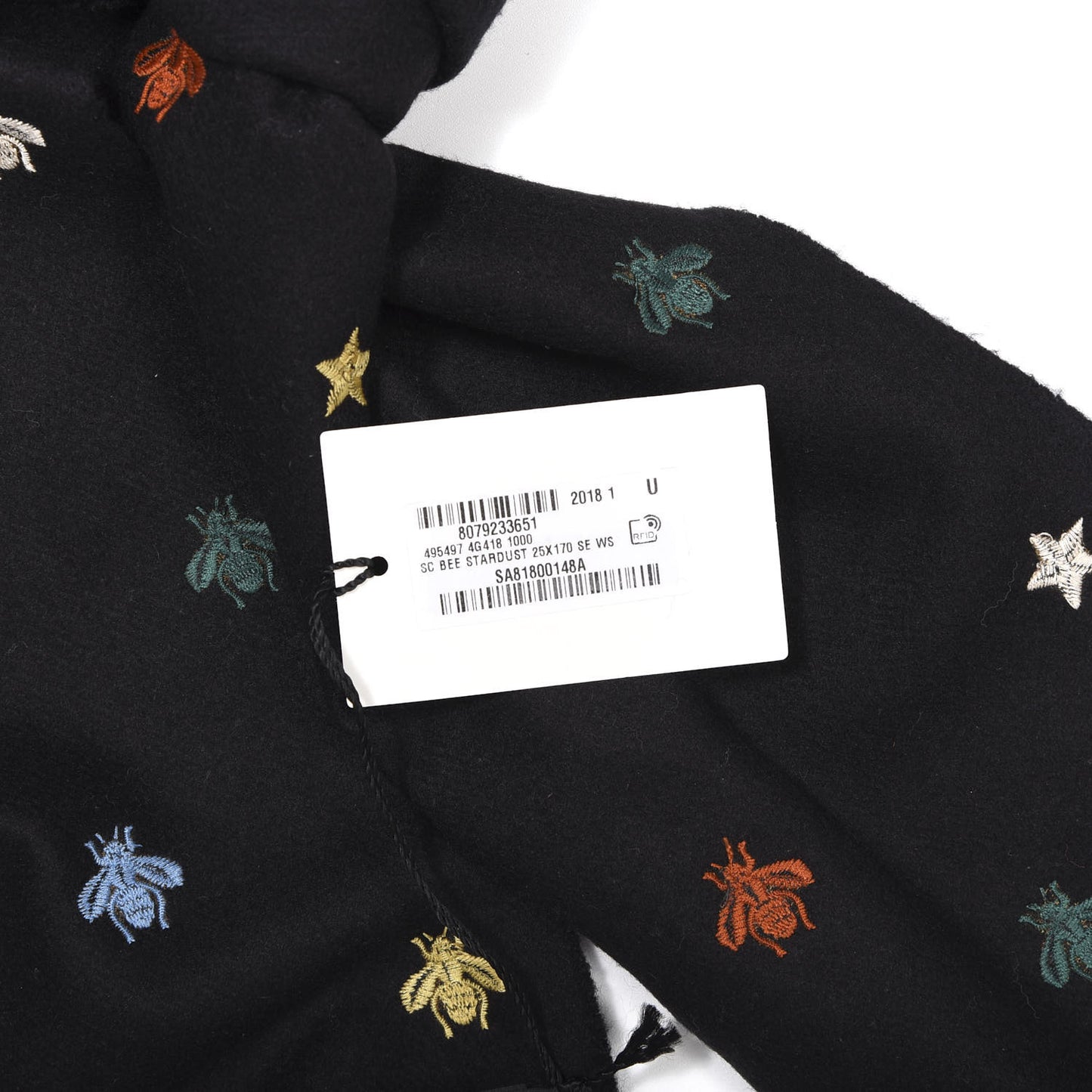 Silk Cashmere Bee Stardust Scarf Black