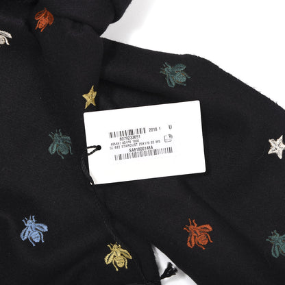 Gucci Silk Cashmere Bee Stardust Scarf Black 5 of 5