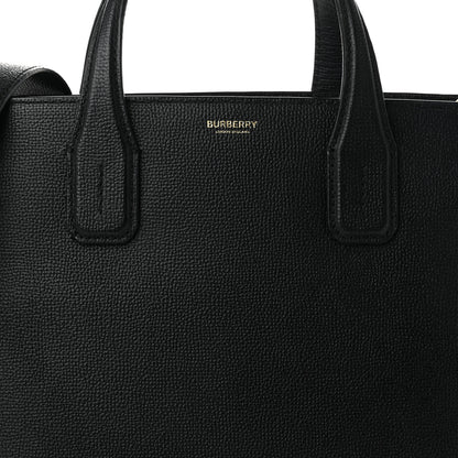 Burberry Grainy Calfskin House Check Medium Banner Tote Black 6 of 8