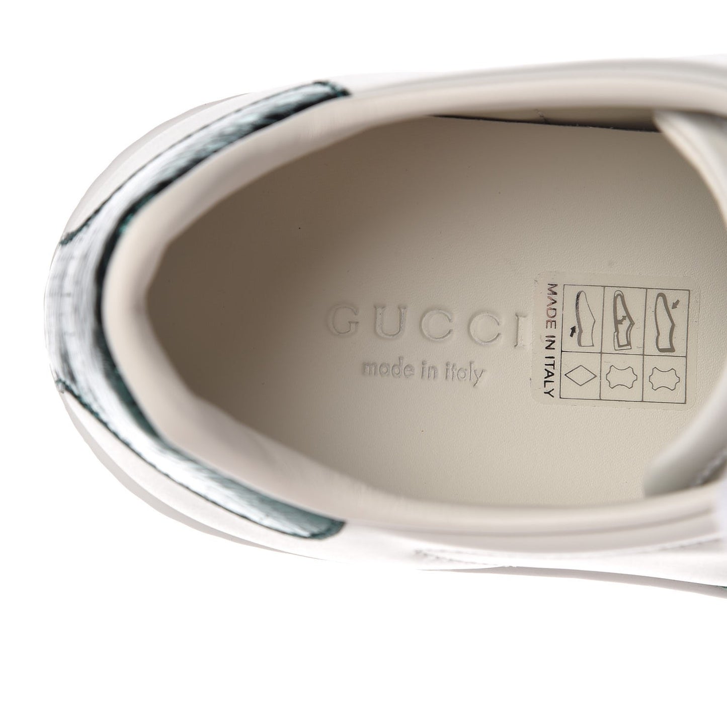 Calfskin Ayers Bee Embroidered Womens Ace Sneakers 35 White Green