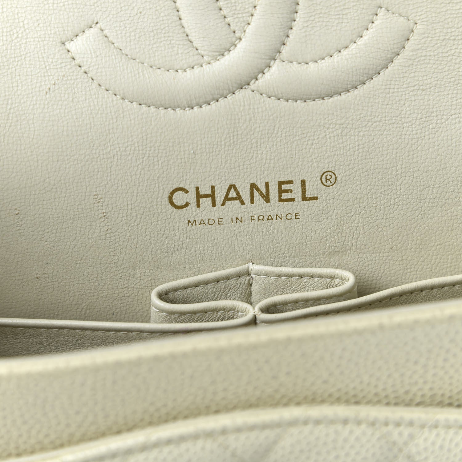 Chanel Caviar Quilted Medium Double Flap Dark White 8 of 11