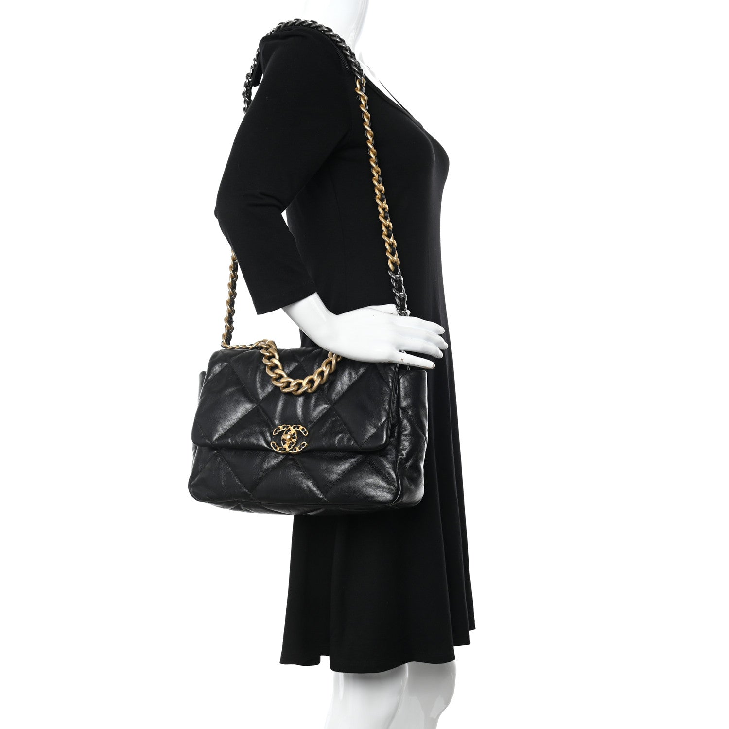 Chanel Goatskin Quilted Large Chanel 19 Flap Black 2 of 12