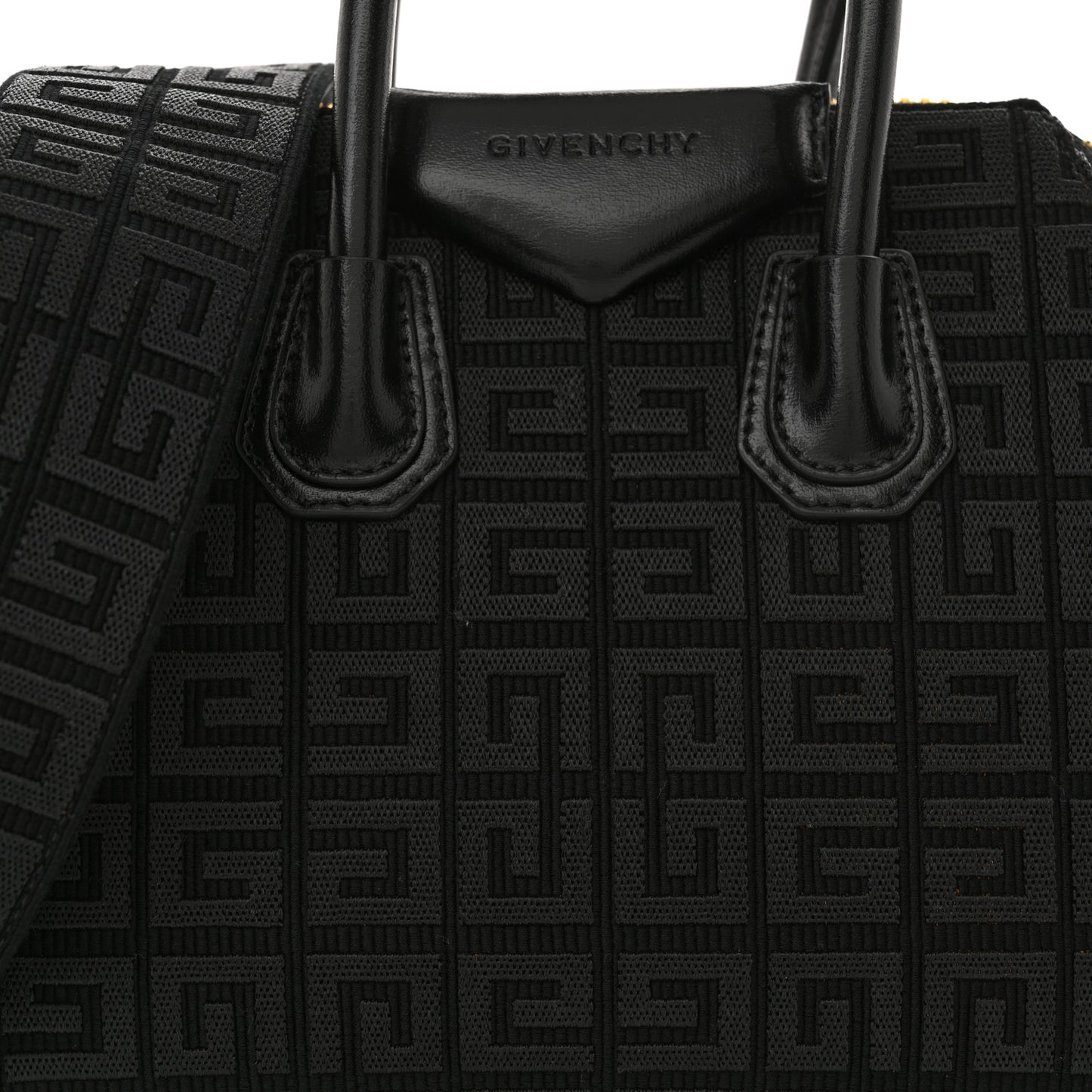 Calfskin Jacquard Fabric 4G Mini Antigona Black