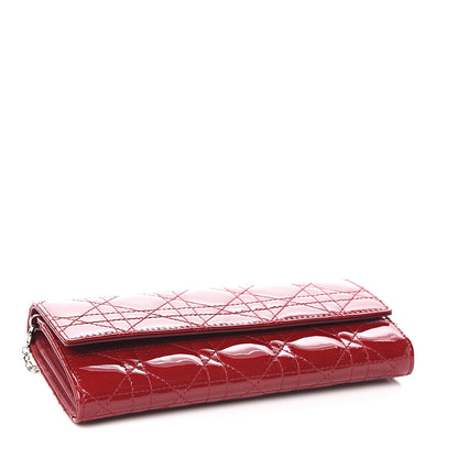 Christian Dior Patent Cannage Rendezvous Chain Wallet Red 3 of 9