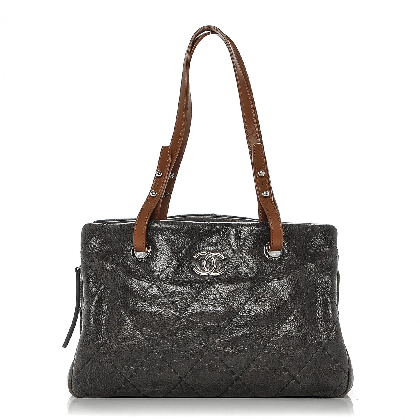 Glazed Calfskin On the Road Zip Tote Grey