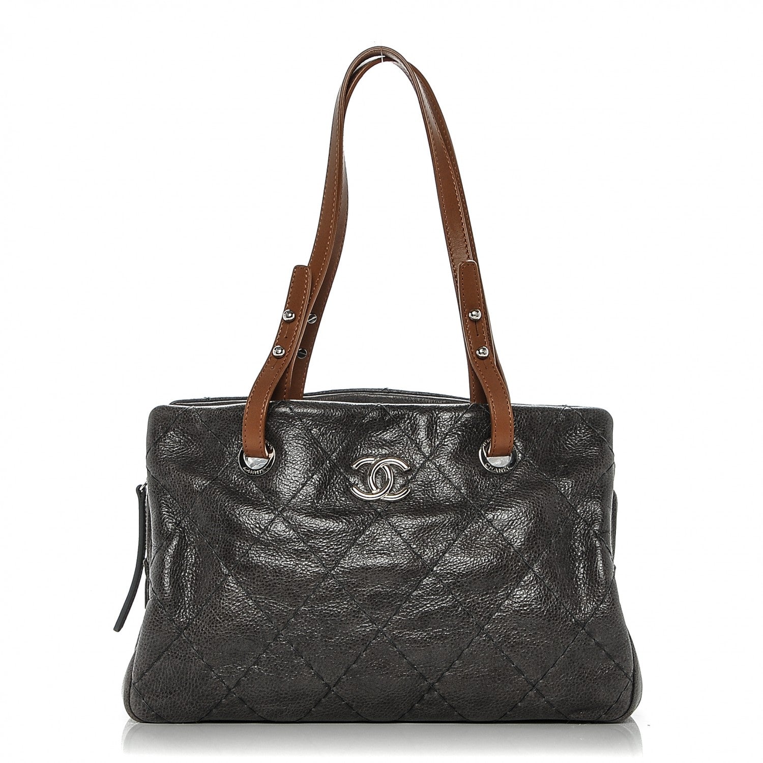 Chanel Glazed Calfskin On the Road Zip Tote Grey 1 of 7