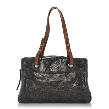 Chanel Glazed Calfskin On the Road Zip Tote Grey 1 of 7