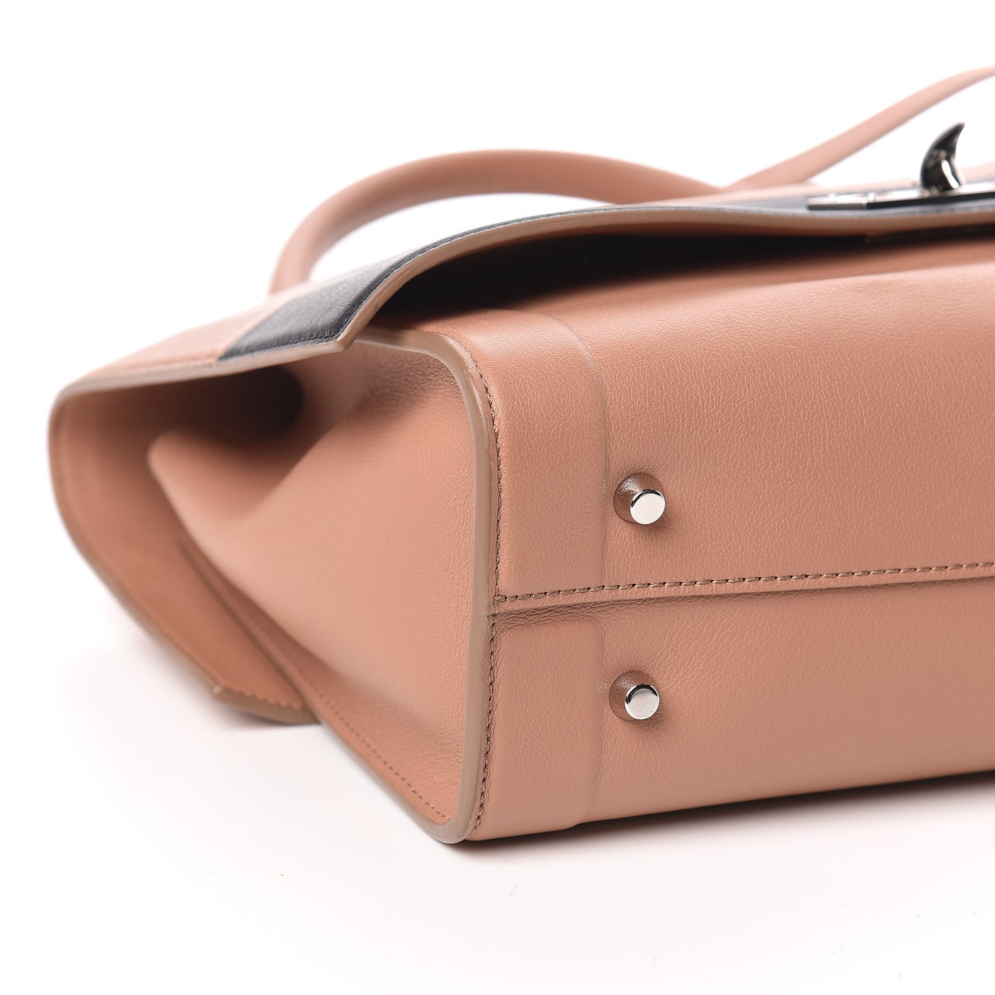 Grained Calfskin Small Bi-Color Shark Lock Satchel Old Pink Black
