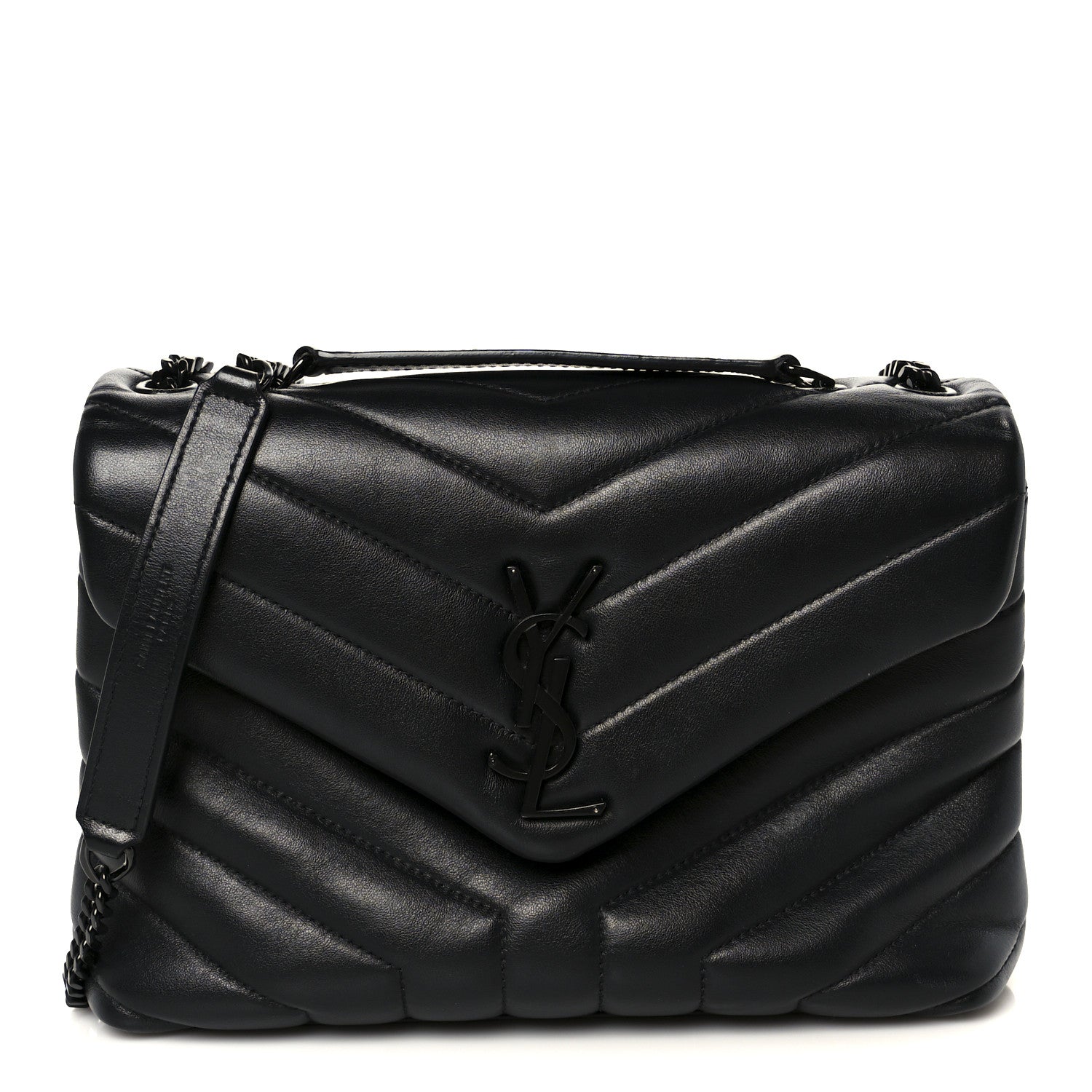 Saint Laurent Calfskin Y Quilted Monogram Monochrome Small Loulou Chain Satchel Black 1 of 11
