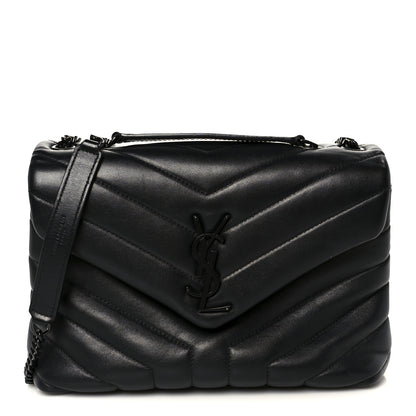 Saint Laurent Calfskin Y Quilted Monogram Monochrome Small Loulou Chain Satchel Black 1 of 11