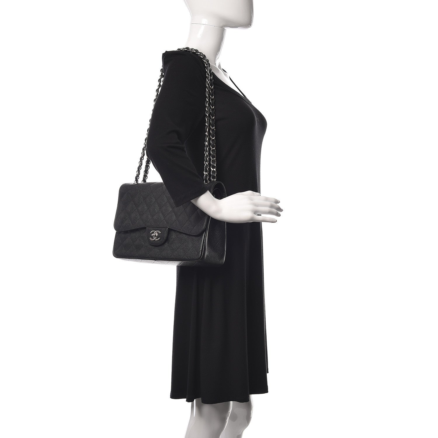 Chanel Caviar Quilted Jumbo Double Flap Black 2 of 14